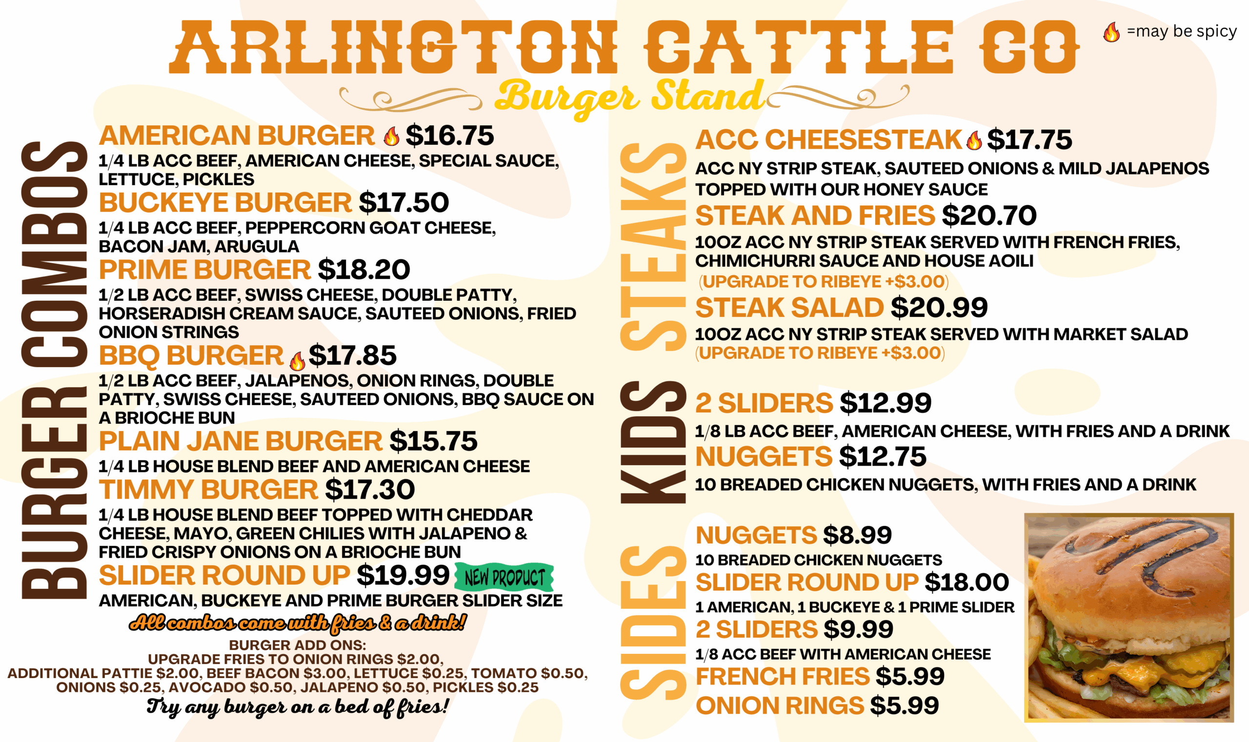 Burger Lunch & Dinner TV Menu April 2025