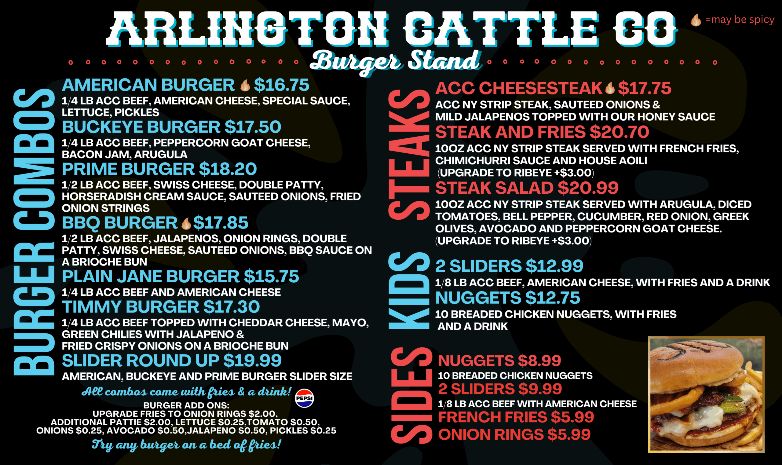 Burger Lunch & Dinner TV Menu August 2025