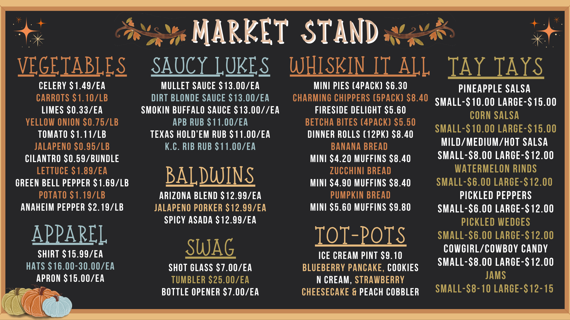 Market Stand TV Menu november 2025